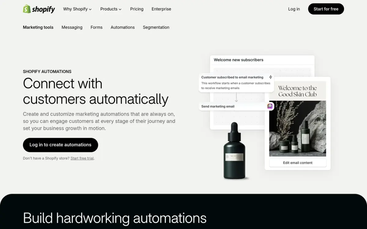 Shopify Automations page